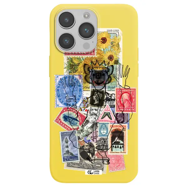 Stamp Collection Apple iPhone 14 pro max Silicone canary yellow Case