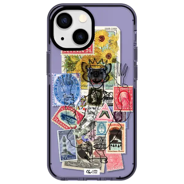 Stamp Collection Apple iPhone 15 impact Lilac Case