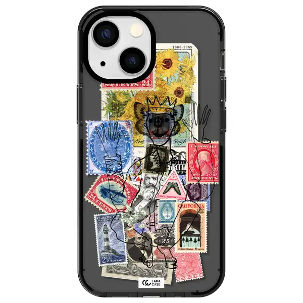 Stamp Collection Apple iPhone 15 impact Smoke Black Case