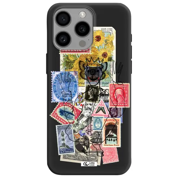 Stamp Collection Apple Iphone 15 Pro max Silicone black Case