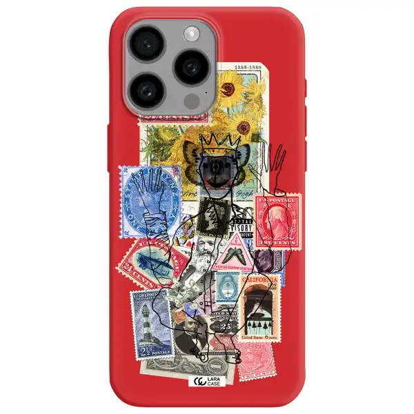 Stamp Collection Apple Iphone 15 Pro Max Silicone Imperial Red Case