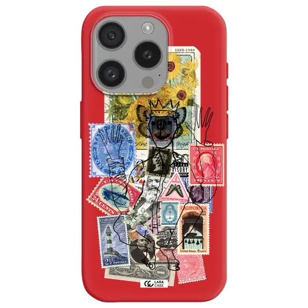 Stamp Collection Apple Iphone 15 Pro Silicone Imperial Red Case