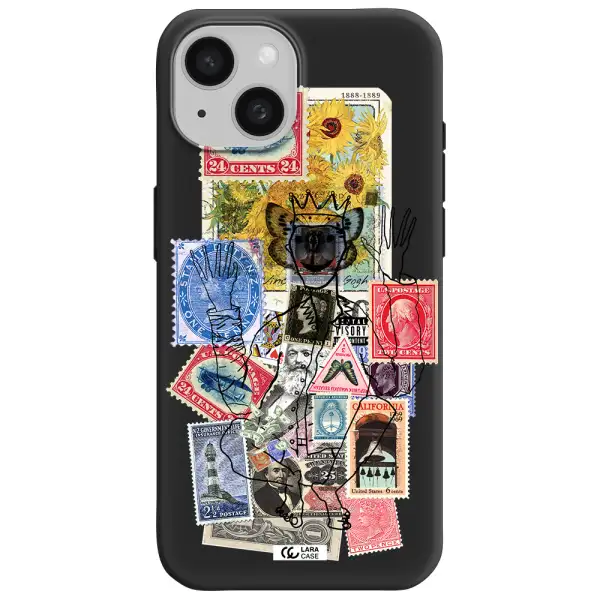 Stamp Collection Apple iPhone 15 Silicone black Case