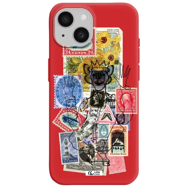 Stamp Collection Apple Iphone 15 Silicone Imperial Red Case
