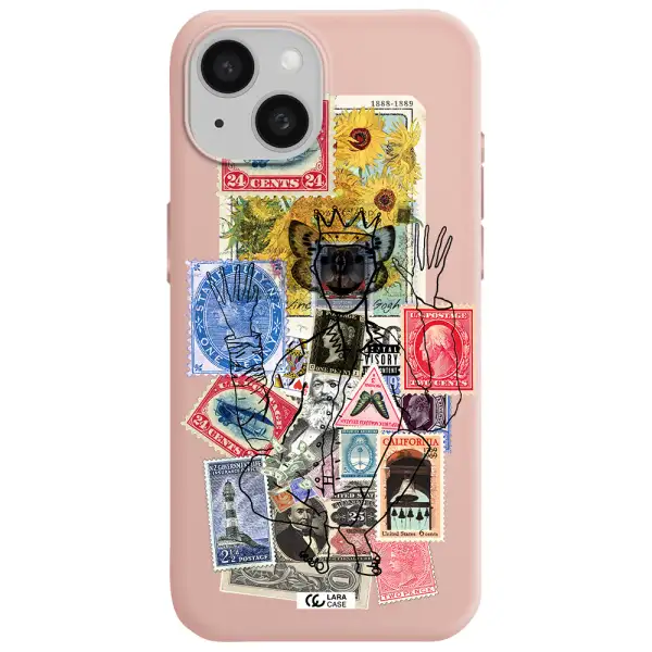 Stamp Collection Apple Iphone 15 Silicone Pastel Pink Case