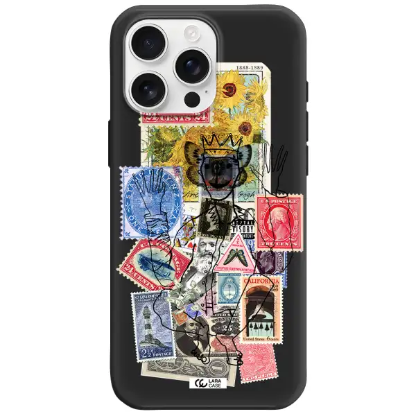 Stamp Collection Apple Iphone 16 Pro Max Silicone Black Case