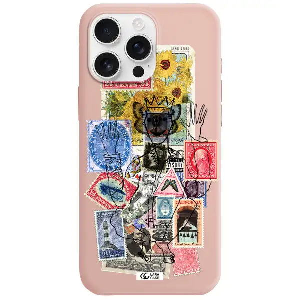 Stamp Collection Apple Iphone 16 Pro Max Silicone Pastel Pink Case