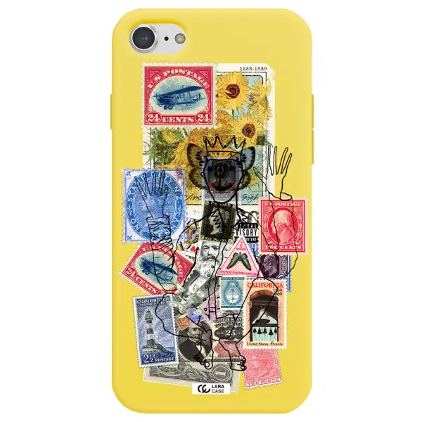 Stamp Collection Apple iPhone 7 Silicone canary yellow Case