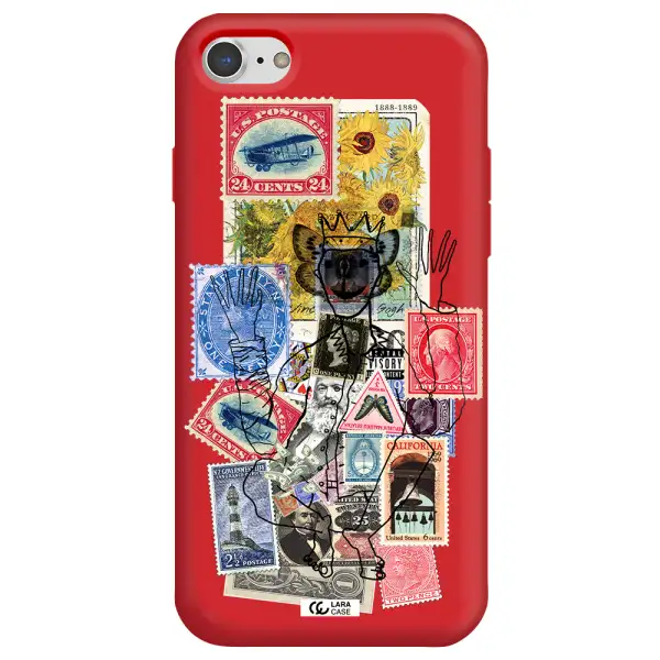 Stamp Collection Apple iPhone 7 Silicone Imperial Red Case