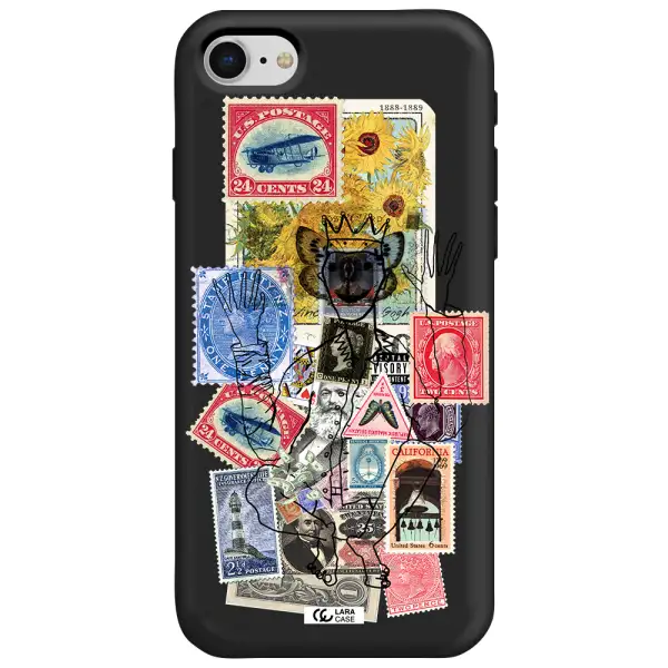 Stamp Collection Apple iPhone se 2020 Silicone black Case