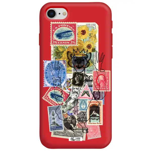 Stamp Collection Apple iPhone se 2020 Silicone Imperial Red Case
