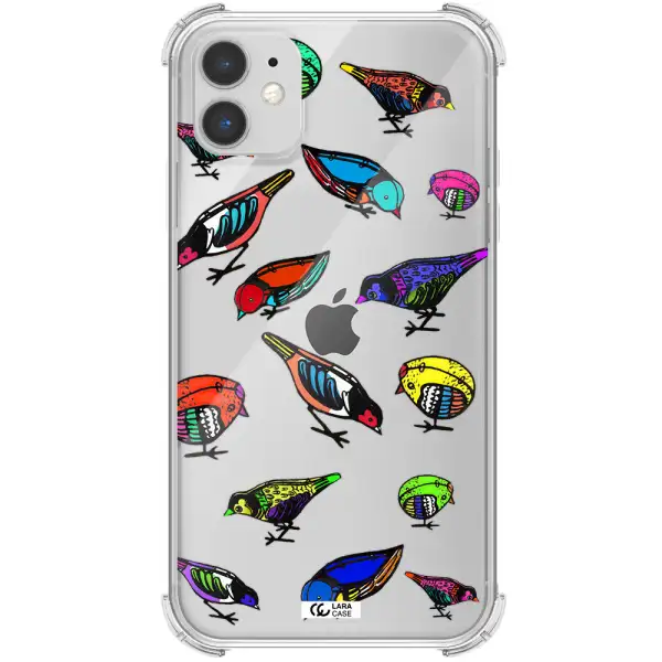 Colorful Birds Drawing Apple iPhone 11 Clear PC Case