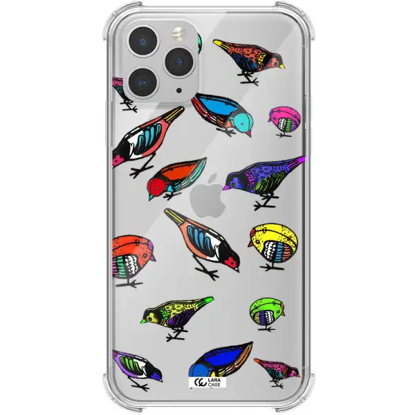 Colorful Birds Drawing Apple iPhone 11 pro max Clear PC Case