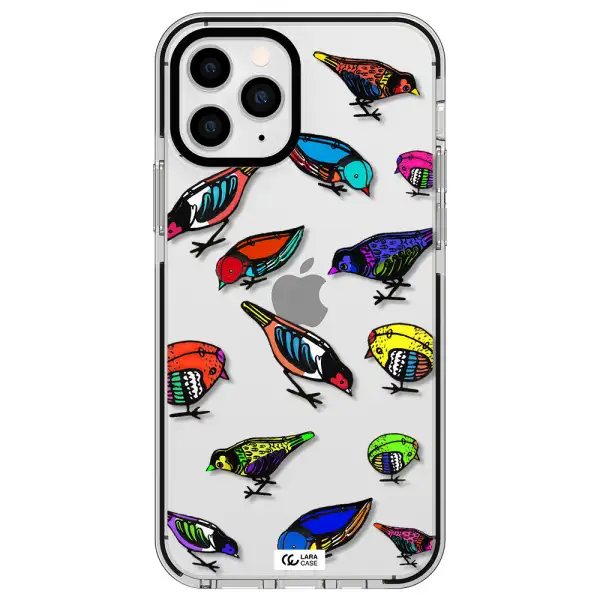 Colorful Birds Drawing Apple iPhone 11 pro max impact black border Case