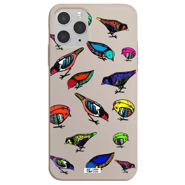 Colorful Birds Drawing Apple iPhone 11 pro max Silicone Stone Case