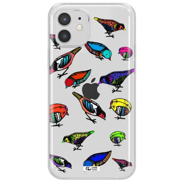 Colorful Birds Drawing Apple iPhone 12 Clear TPU Case