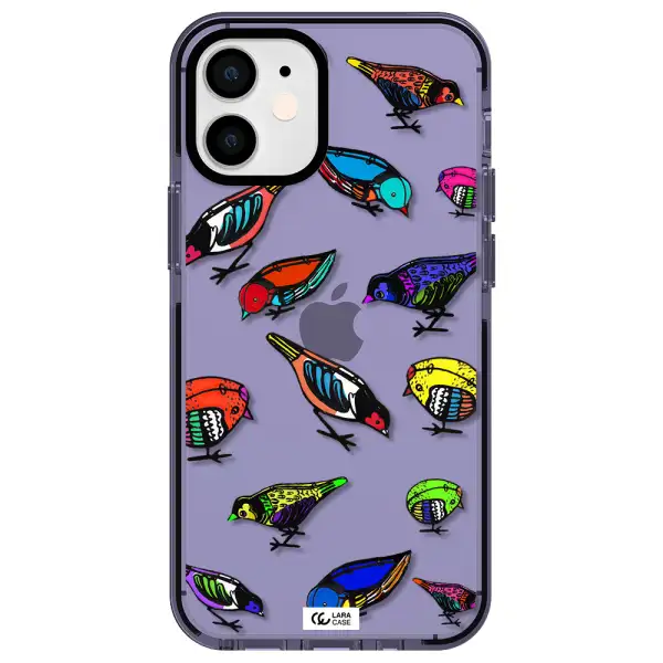 Colorful Birds Drawing Apple iPhone 12 mini impact Lilac Case