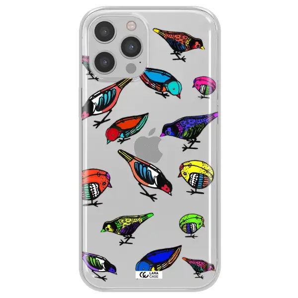 Colorful Birds Drawing Apple iPhone 12 pro max Clear TPU Case