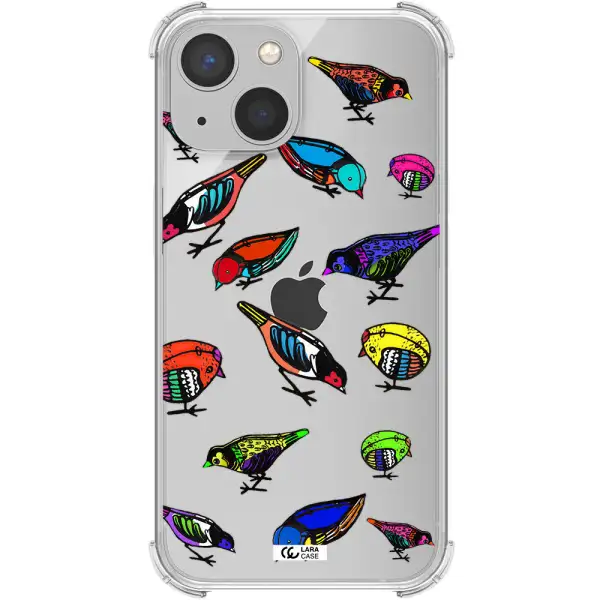 Colorful Birds Drawing Apple iPhone 13 Clear PC Case