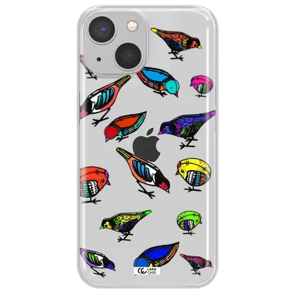 Colorful Birds Drawing Apple iPhone 13 mini Clear TPU Case