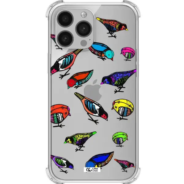 Colorful Birds Drawing Apple iPhone 13 Pro Clear PC Case