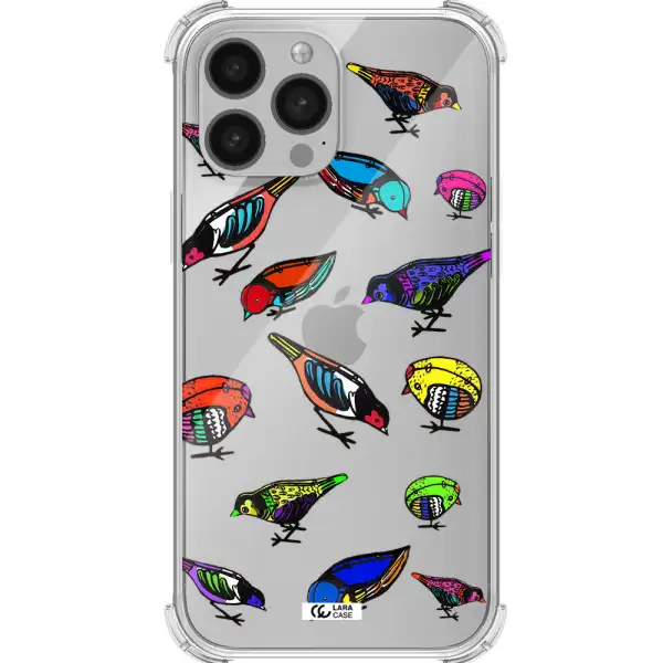 Colorful Birds Drawing Apple iPhone 13 Pro Max Clear PC Case