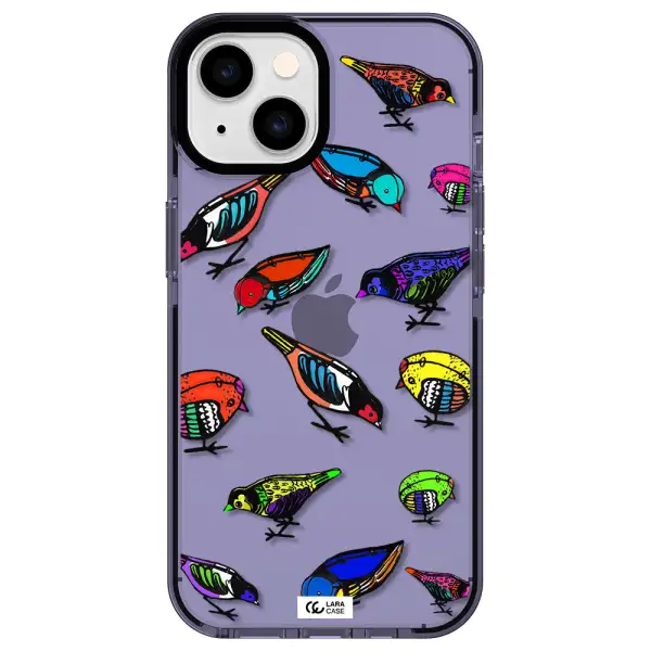 Colorful Birds Drawing Apple iPhone 14 impact Lilac Case