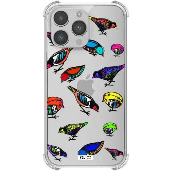 Colorful Birds Drawing Apple iPhone 14 pro Clear PC Case