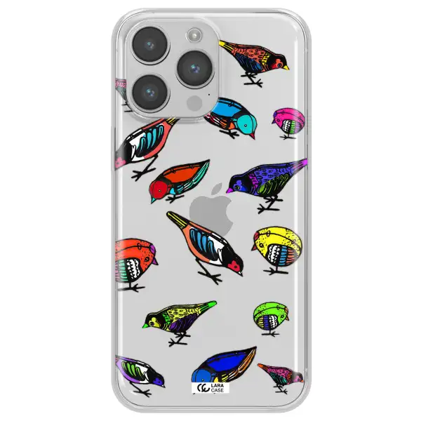 Colorful Birds Drawing Apple iPhone 14 pro Clear TPU Case