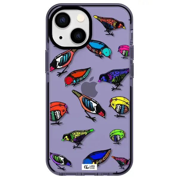 Colorful Birds Drawing Apple iPhone 15 impact Lilac Case