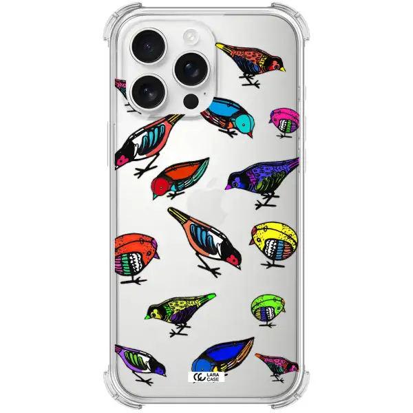 Colorful Birds Drawing Apple Iphone 16 Pro Max Clear Pc Case