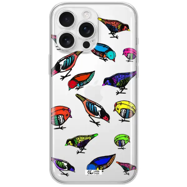 Colorful Birds Drawing Apple Iphone 16 Pro Max Clear Tpu Case