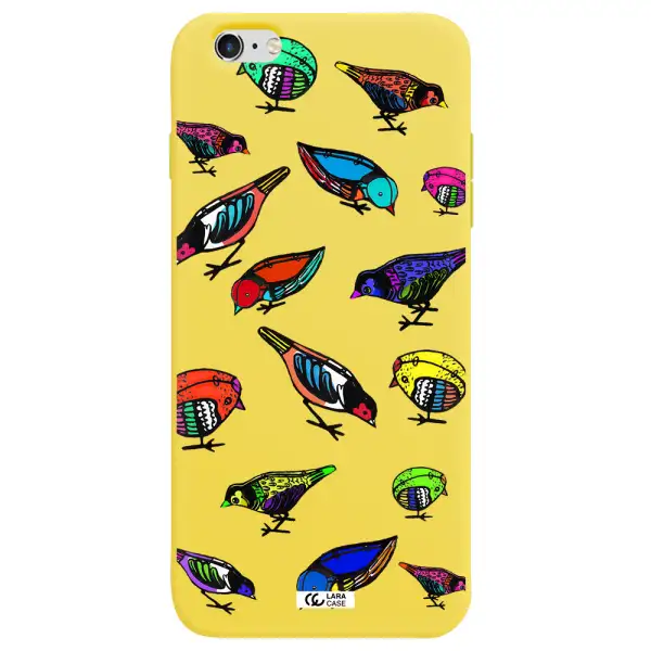 Colorful Birds Drawing Apple iPhone 6 plus Silicone canary yellow Case