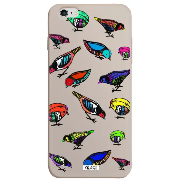 Colorful Birds Drawing Apple iPhone 6S Silicone Stone Case