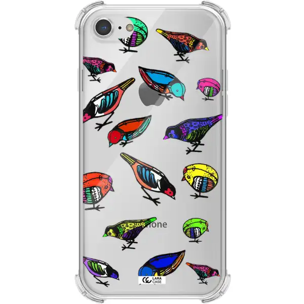 Colorful Birds Drawing Apple iPhone 7 Clear PC Case