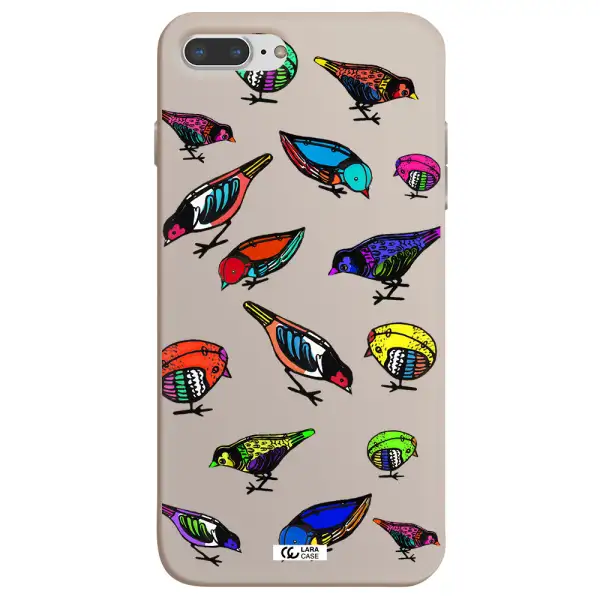 Colorful Birds Drawing Apple iPhone 7 plus Silicone Stone Case