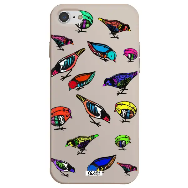 Colorful Birds Drawing Apple iPhone 7 Silicone Stone Case