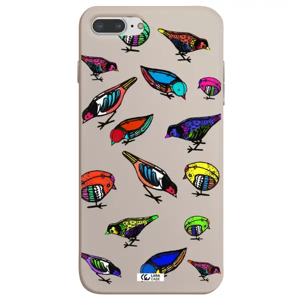 Colorful Birds Drawing Apple iPhone 8 plus Silicone Stone Case
