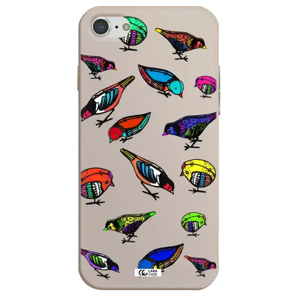 Colorful Birds Drawing Apple iPhone 8 Silicone Stone Case