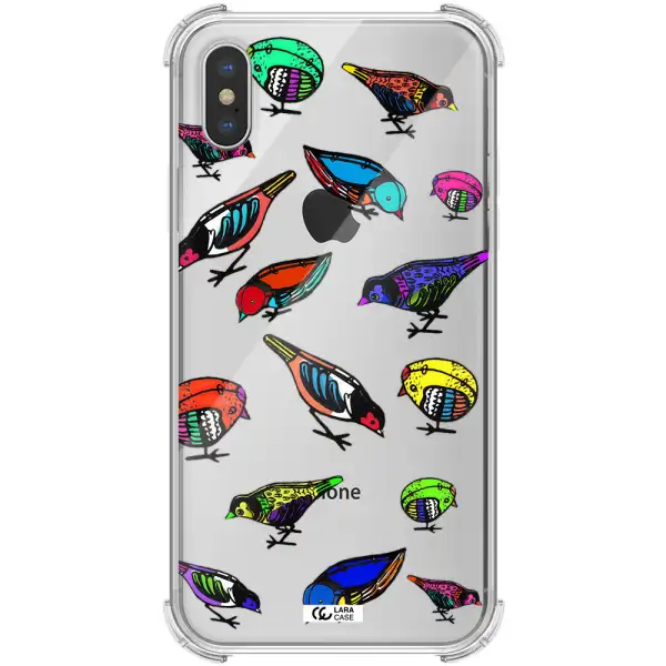 Colorful Birds Drawing Apple iPhone XS Clear PC Case