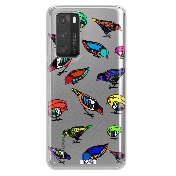Colorful Birds Drawing Huawei P40 Clear TPU Case