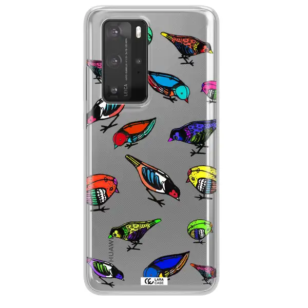 Colorful Birds Drawing Huawei P40 Pro Clear TPU Case