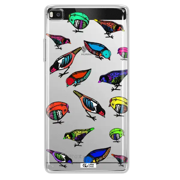 Colorful Birds Drawing Huawei P8 Clear TPU Case