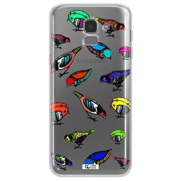 Colorful Birds Drawing Samsung J6 Clear TPU Case