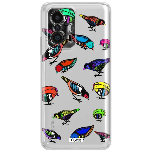 Colorful Birds Drawing Xiaomi 11T Clear Tpu Case