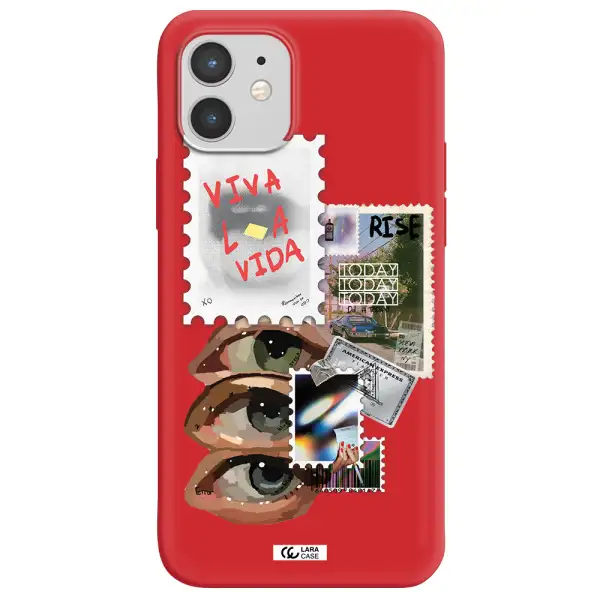 Stamp Apple iPhone 12 Silicone Imperial Red Case