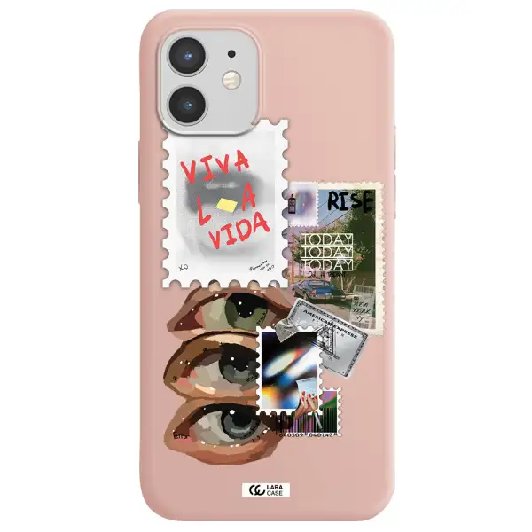 Stamp Apple iPhone 12 Silicone pastel pink Case