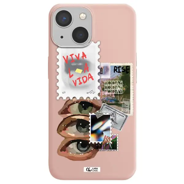 Stamp Apple iPhone 13 Silicone pastel pink Case