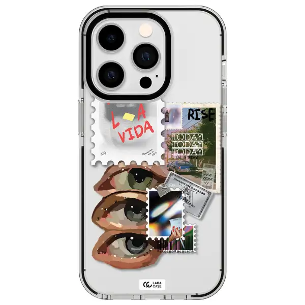 Stamp Apple iPhone 14 pro impact black border Case