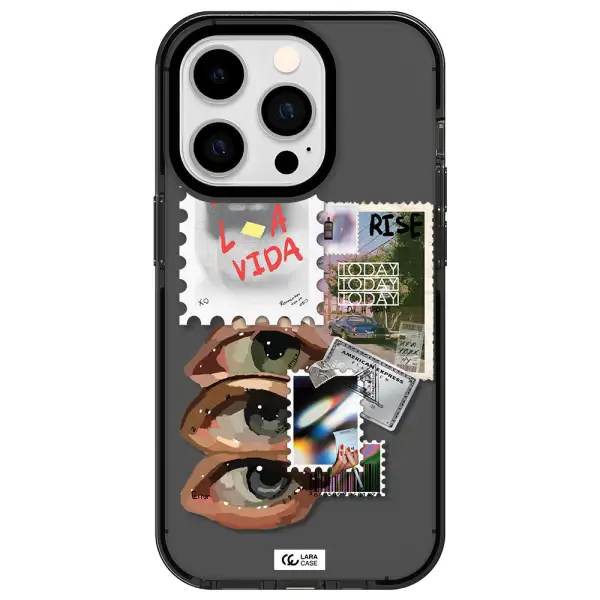 Stamp Apple iPhone 14 pro impact Smoke Black Case